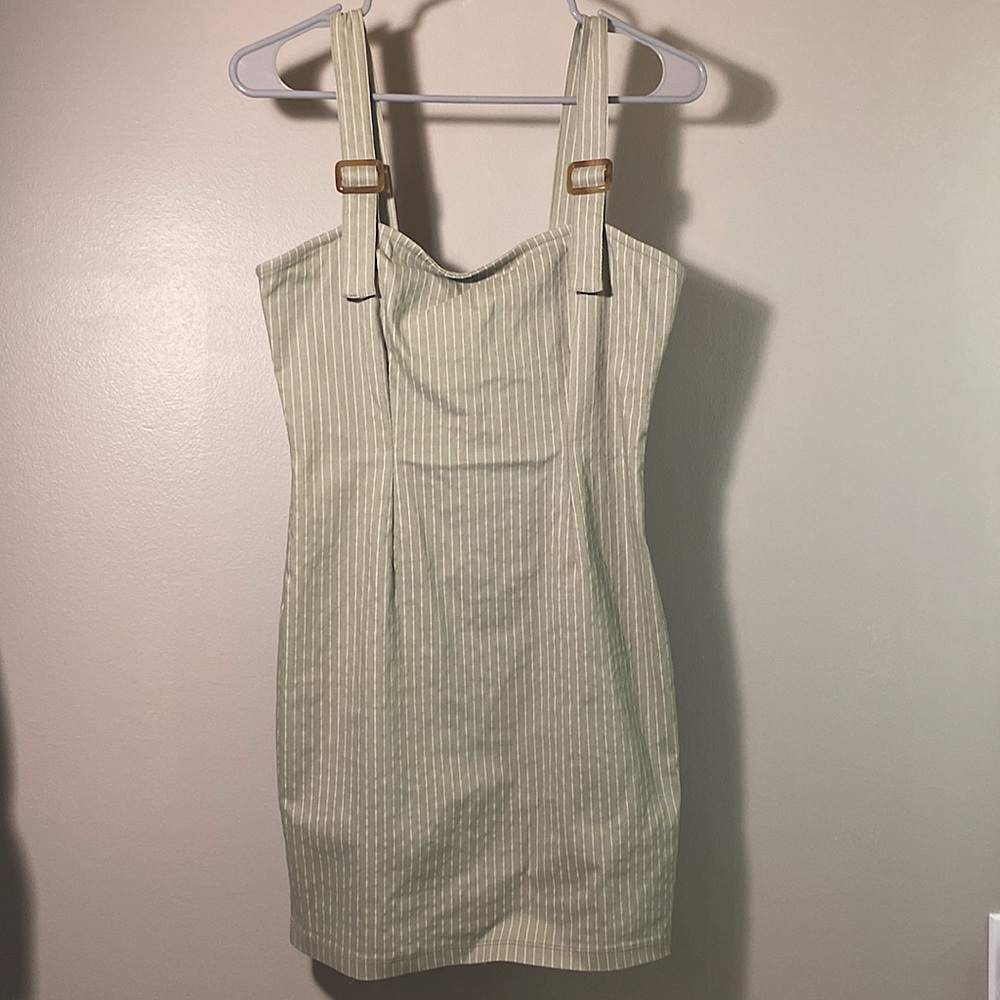 Sage green and white striped mini dress from Forever 21